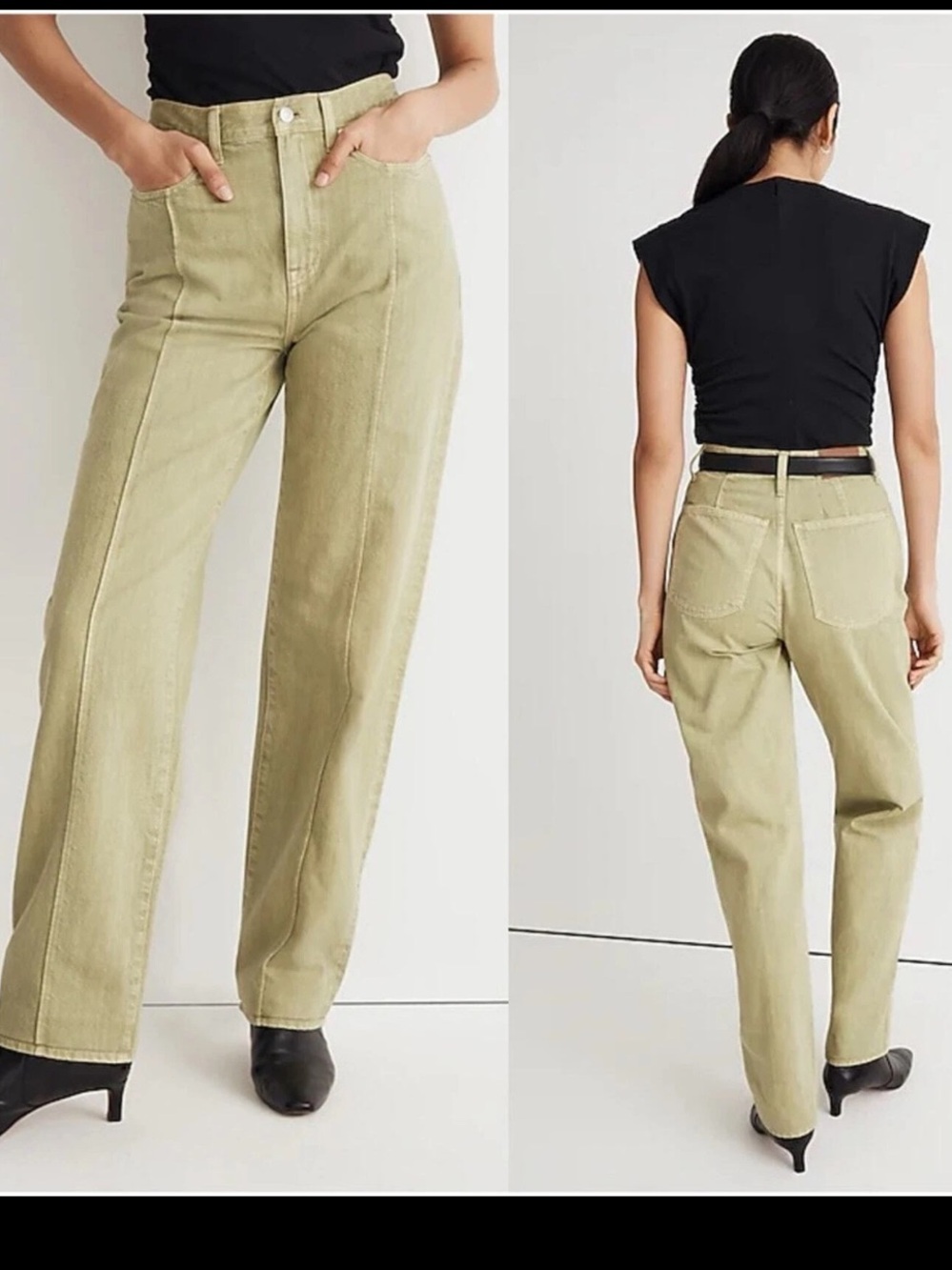 Madewell Baggy Straight Jeans: Garment-Dyed Edition in Artichoke Sz 25